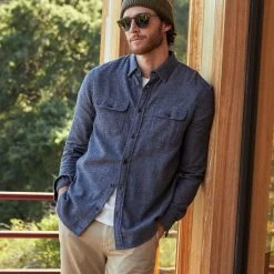 Outerknown Transitional Flannel Utility Shirt -Fashion Comprehensive outerknown utility flannel navy 22